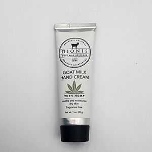 Dionis Goat Milk Hand Cream Hemp Fragrance Free Soothe and Moisturize 1 oz New